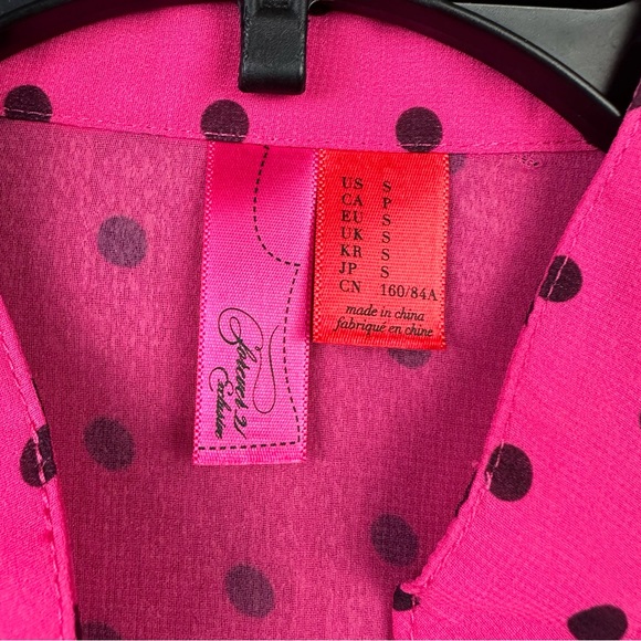 Forever 21 Exclusive Sheer Pink Polka Dot Hi-Low Flowy Blouse Women’s Size Small - Picture 3 of 7
